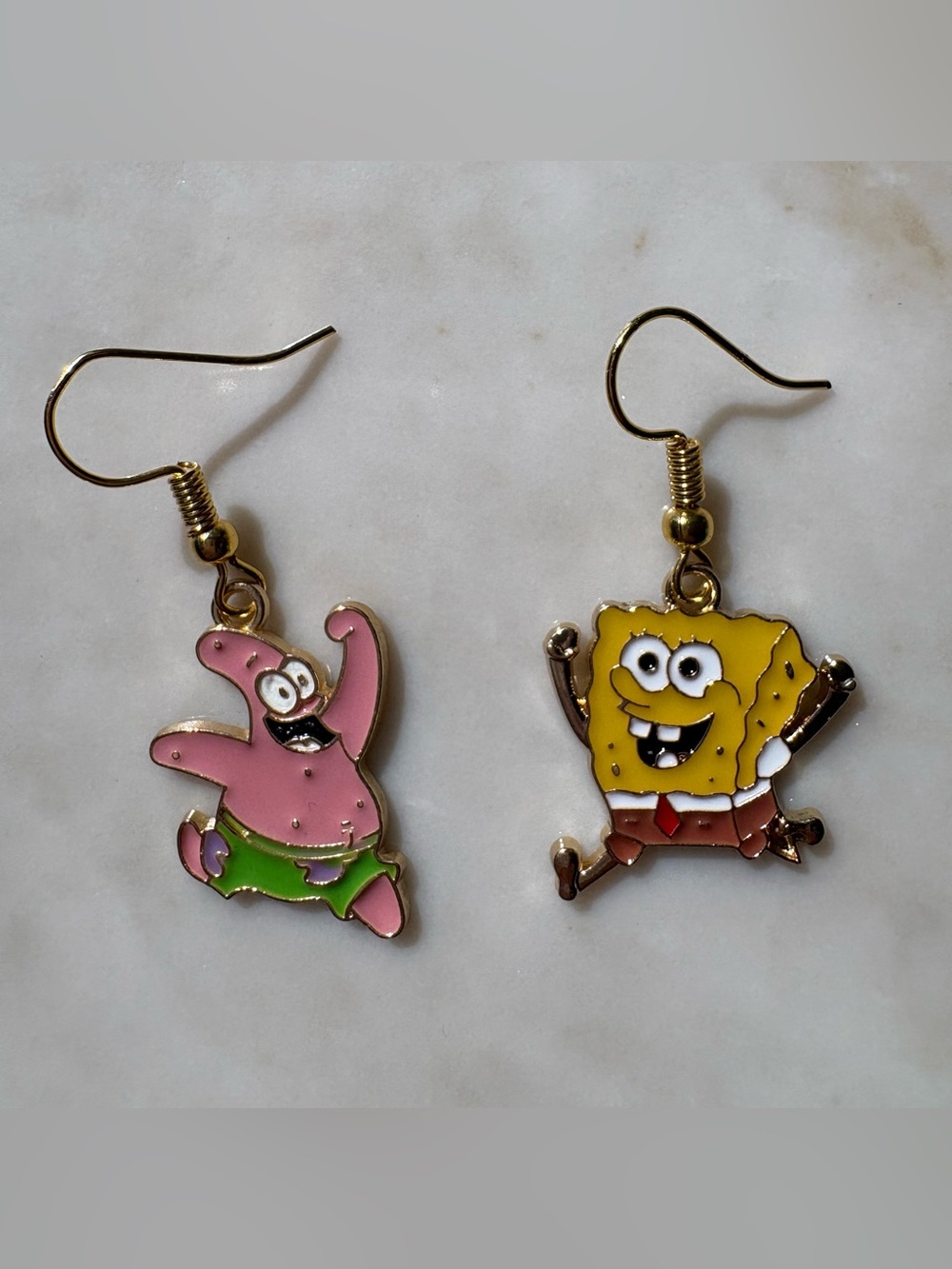 Sponge-Inspired Kids Drop Earrings - Pink & Yellow